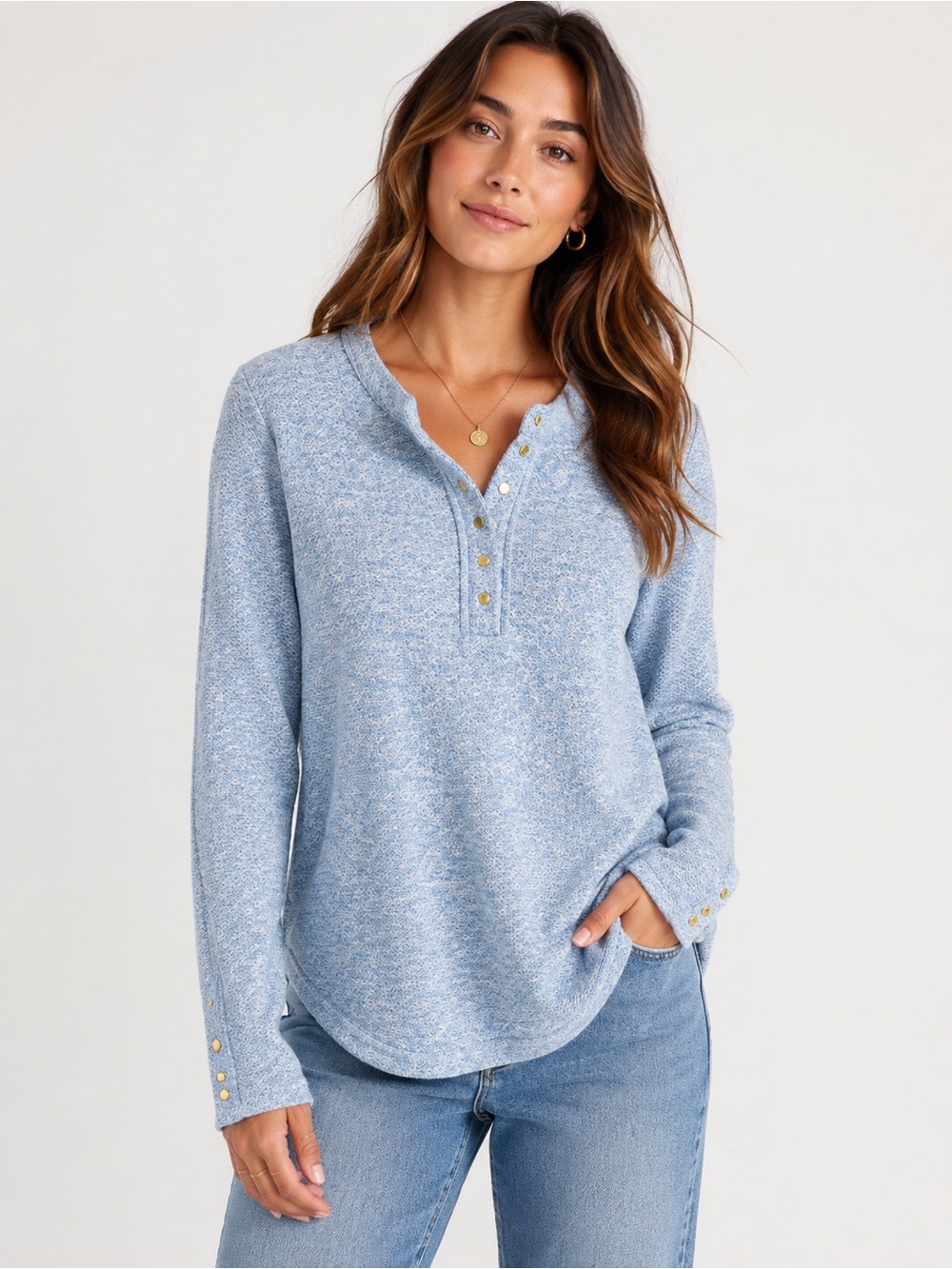 Soft Surroundings Blue Knit Sweater Top - Women